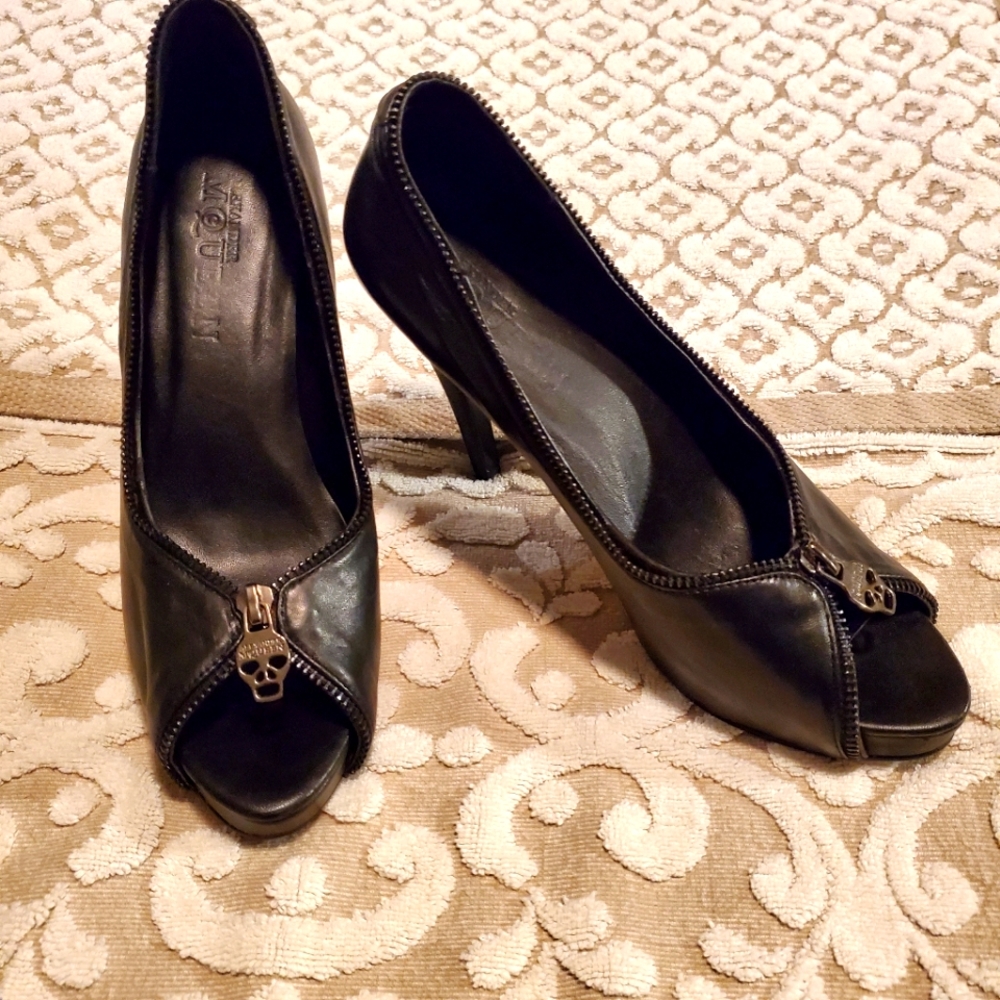 Alexander McQueen Iconic skull zipper platform stilettos